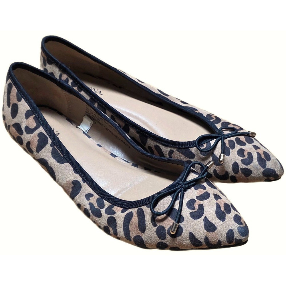 Merona Leopard Print Flats Women's Size 7.5 Pointed Toe‎ Ballet
